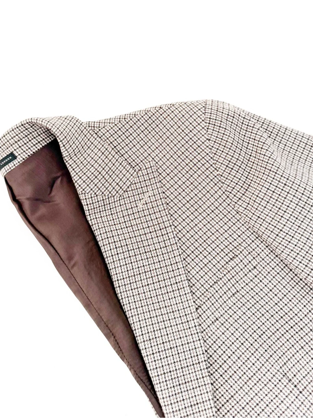 NEW Reiss Men's Plaid Cotton - Wool Houndstooth Blazer Beige Brown 38R Jacket